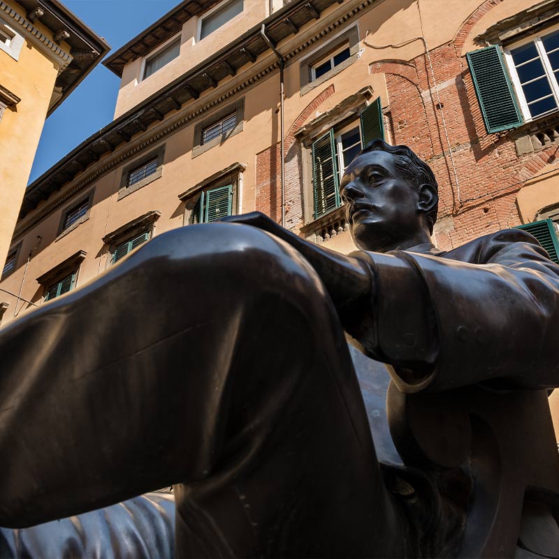 A statue of famous composer Giacomo Puccini